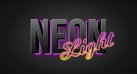 Glowing neon light, Editable Graphic Style text effect
