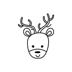 Christmas line icon from the Christmas camping series. Happy Holidays symbol and elements. Stock winter vector. Reindeer head