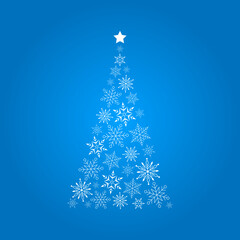 blue christmas tree on snow