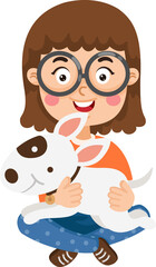 Little girl hugging a dog