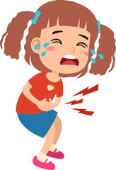 Kid girl having stomach ache