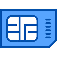 Sim card blue line icon