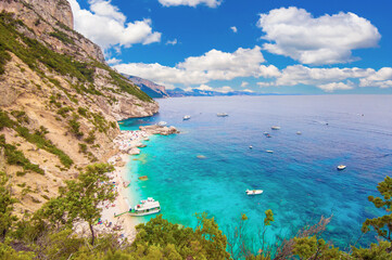 Cala Mariolu in Sardegna, Italy (Italy) - The famous touristic attraction in wild east coast of Sardinia island, Orosei gulf in the Baunei municipal, with wonderful beach, sea and trekking path.