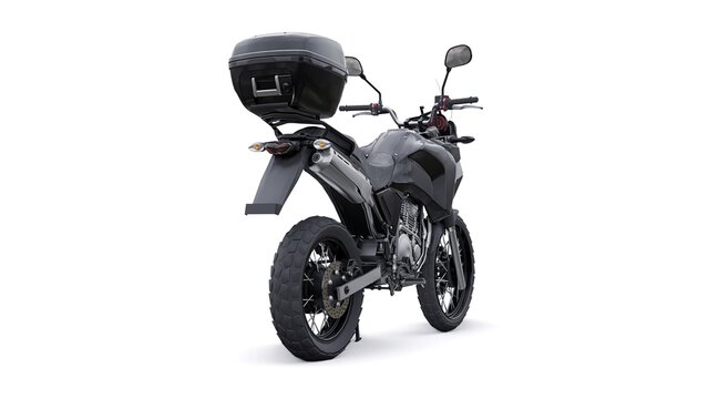 Tokyo, Japan. January 24, 2022. Yamaha Tenere 250. Black lightweight touristic enduro motorcycle 3d illustration