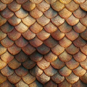 Dragon skin with geometric scales, beautiful lezard skin texture, gold and brown scales pattern. Photo realistic, concept art, background, illustration