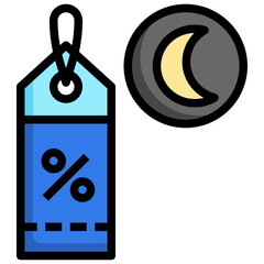Laundry shop_night discount line icon,linear,outline,graphic,illustration