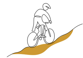 One continuous single line of world car free day with man ride bike.