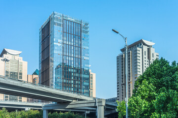 Fototapeta na wymiar modern buildings complex against sky, beijing, china.