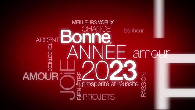 Bonne Année 20223 vœux nuage de mots animation texte jour de l'an voeux
