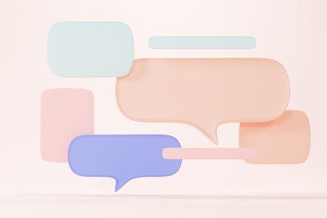 3d render of bubble chat or talk bar with notification. Social media platform with comment. Conversation Speech on application.