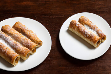 a picture of apple strudel, healthy dessert, baked food, sweet and sugary