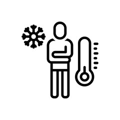 Black line icon for cold