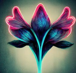 Obraz na płótnie Canvas Decorative Art Flower Neon Abstract Background