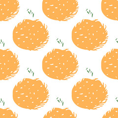 Seamless orange pattern. Colored orange fruit background