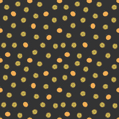 Seamless orange pattern. Colored orange fruit background