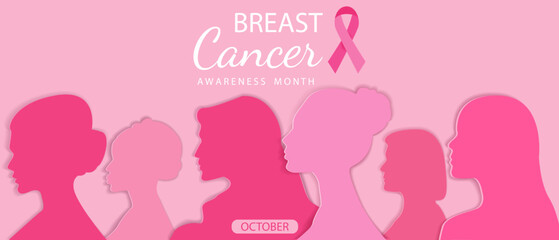 Breast cancer day.World breast cancer awareness month.Pink October.Pink ribbon. - obrazy, fototapety, plakaty