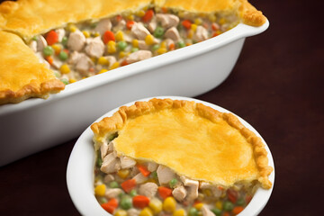 picture of chicken pot pie, a home cooked meal, savory and healthy food