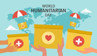 World humanitarian day concept vector illustration. Charity and donation.