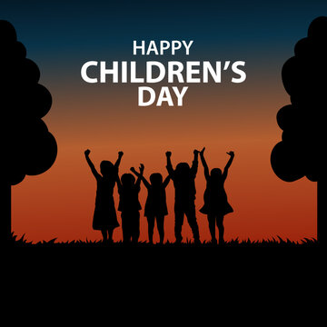 the Universal Children's Day. Silhouette