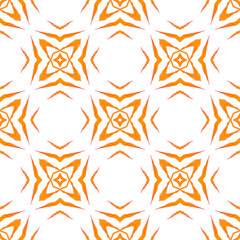 Hand drawn green mosaic seamless border. Orange