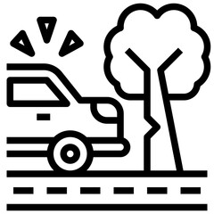 Car Accident_tree line icon,linear,outline,graphic,illustration