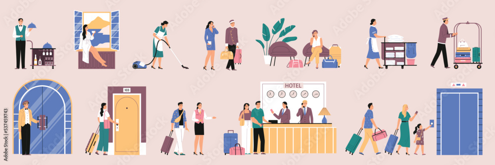 Wall mural flat hotel set