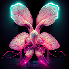 Decorative Art Flower Neon Abstract Background