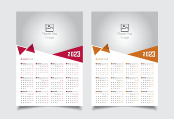 Wall Calendar 2023 template design for print ready 