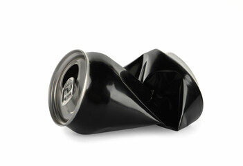 Black crumpled can with ring isolated on white