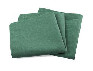 Green cloth kitchen napkins isolated on white