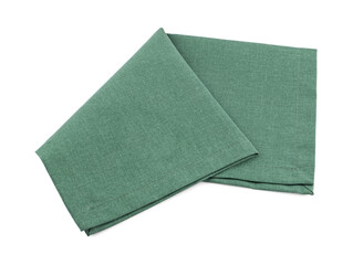 Green cloth kitchen napkin isolated on white