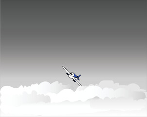 vector airplane flying in the clouds