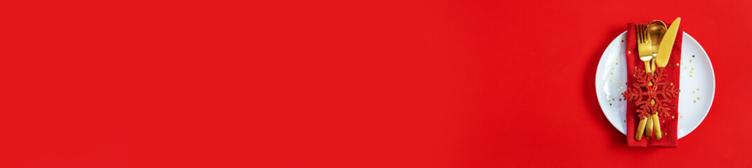 Christmas background table setting and decor. Selective focus.