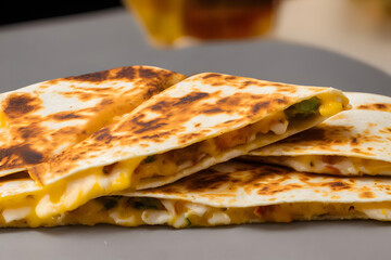 cheese quesadilla, a fatty snack food item, juicy and delicious, ready fast food