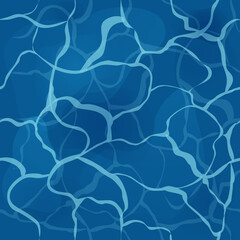 Sea or ocean surface top view in cartoon style seamless background. Tropical coast line, landscape, scenery.