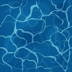 Sea or ocean surface top view in cartoon style seamless background. Tropical coast line, landscape, scenery.