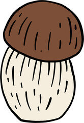 doodle freehand sketch drawing of bolete mushroom.