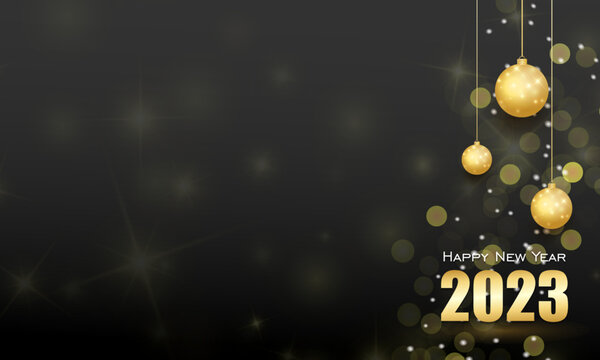 happy new year 2023 background with gold decoration,