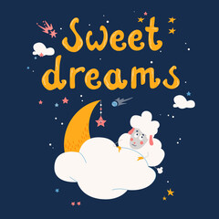 Fototapeta na wymiar Sweet Dreams Postcard