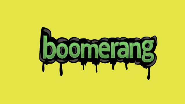 Yellow screen animation video written BOOMERANG