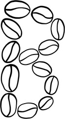 doodle freehand sketch drawing of coffee bean alphabet.