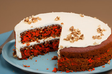 picture of carrot cake, a sweet and sugary baked food, high calorie meal