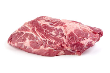 Pork shoulder butt meat, isolated on white Background.