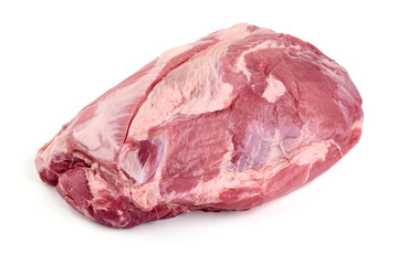 Raw ham part, pork gammon cuts, isolated on white background.