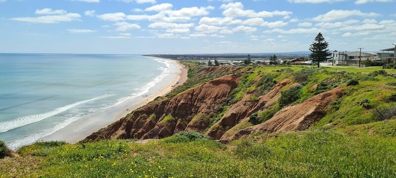 Aerial view of a cliff with a coasline
