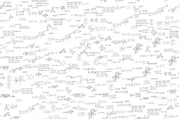 Mathematics, chemistry, physics. hand-drawn. scientific, educational expressions and equations.