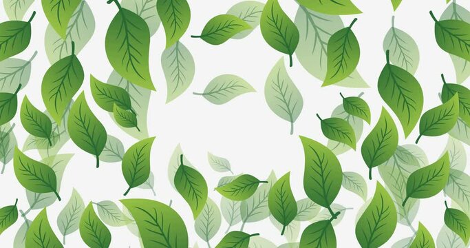 animated background of flying leaves filling the screen