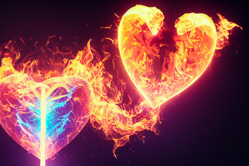 Fiery Romance Romantic Valentine's Love Heart Background High Definition Graphical Wallpaper