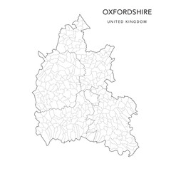 Administrative Map of Oxfordshire with County, Districts and Civil Parishes as of 2022 - United Kingdom, England - Vector Map