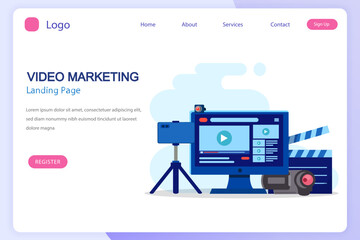 Video content production concept vector. Video blogging equipment. Streaming.